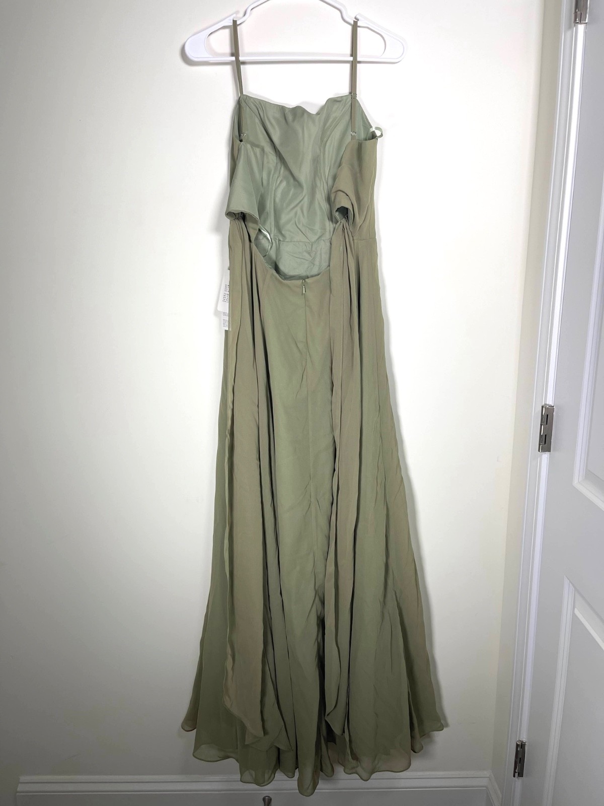 Stacees A-line Square Neckline Sleeveless Floor-Length Chiffon Dress Celadon 6