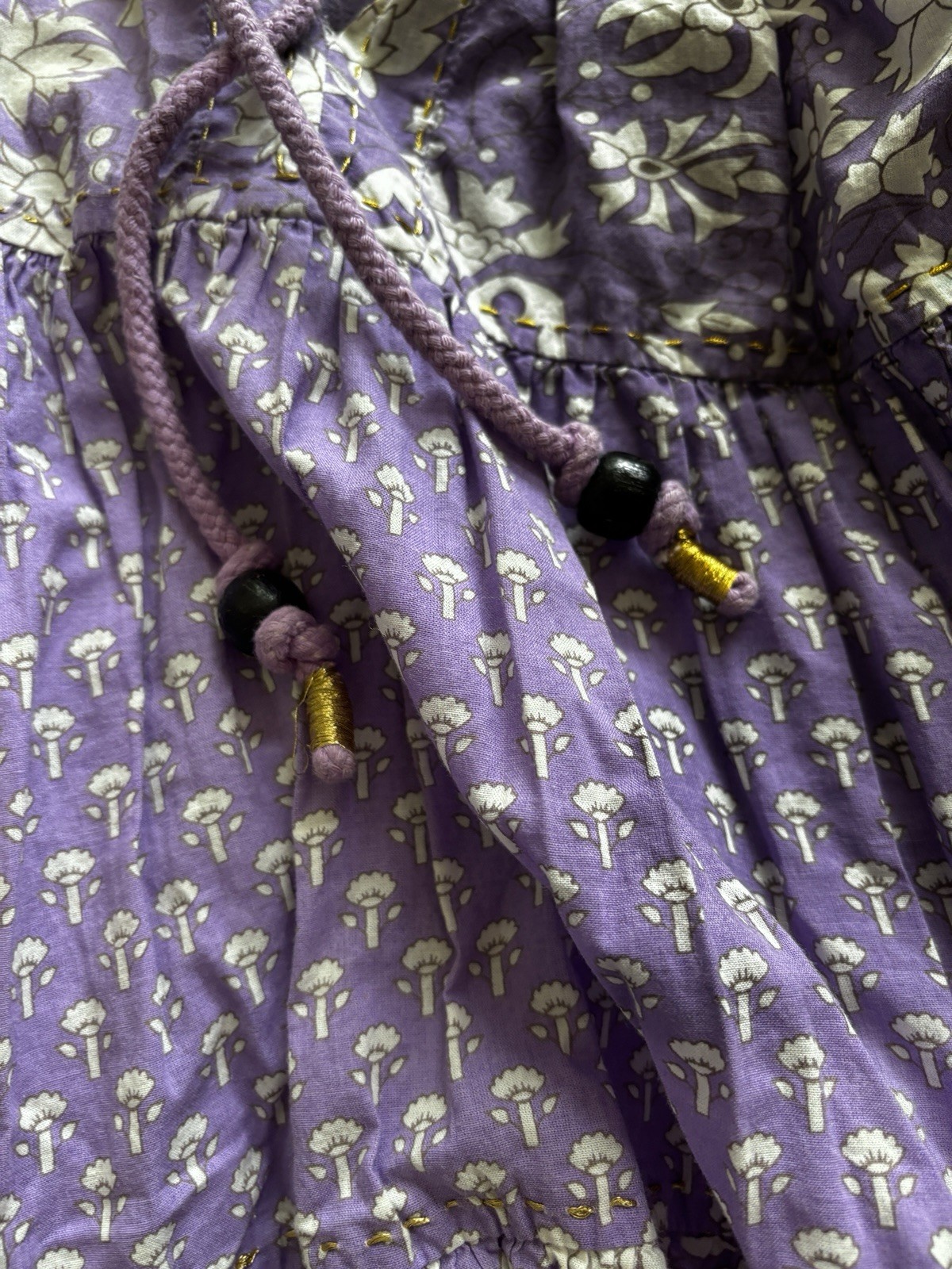 Ro Garden Purple Tiered Size Small 100% Cotton Cover Up Beach