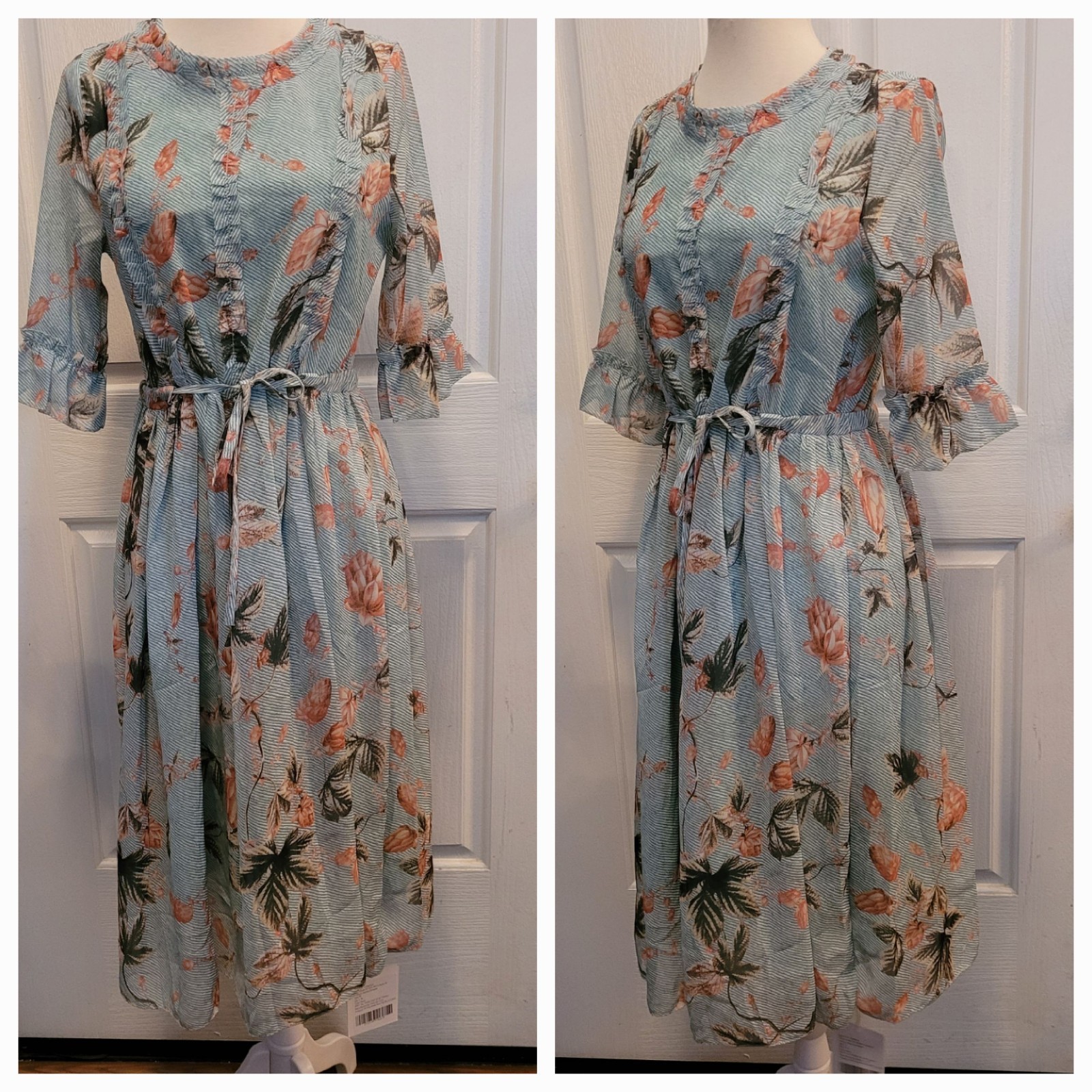 New Beach Core Dress Medium Beachy Summer Preppy Cottage Core Aloha Floral Blue