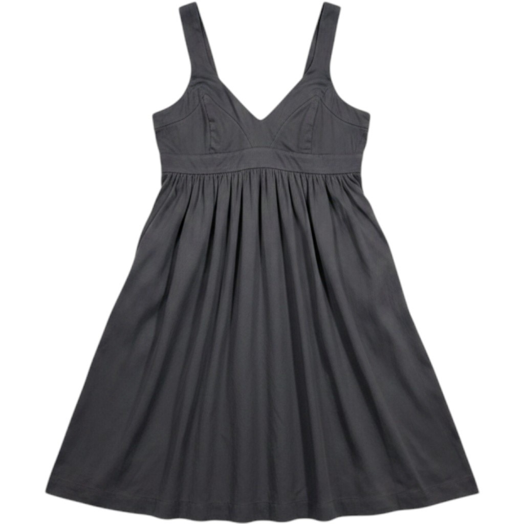 Lands End Canvas Sun Dress Womens 8 Charcoal Grey Lyocell Empire Waist