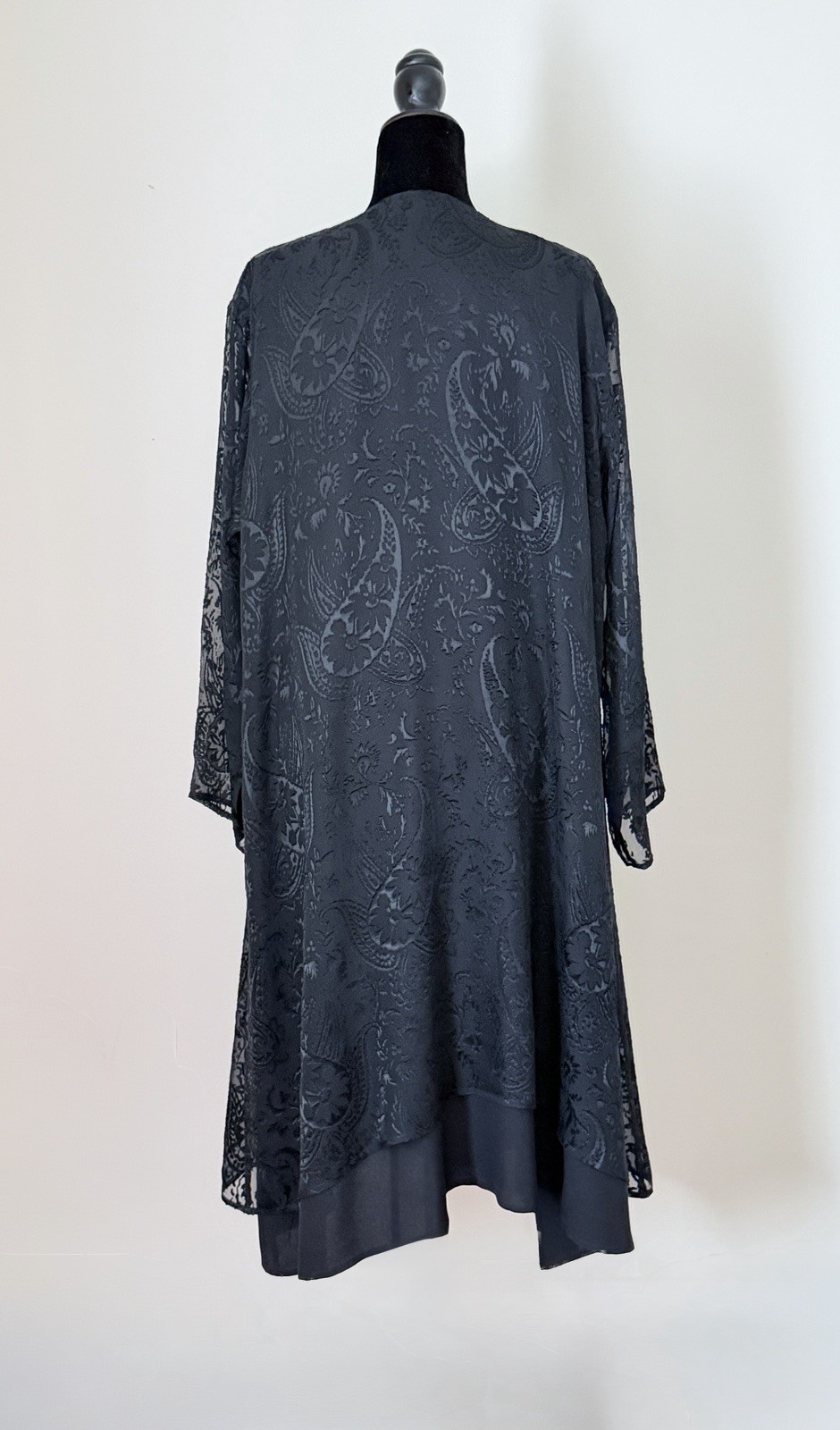 Eskandar Black Silk Blend Devore A-Line Dress Size 2 Layered