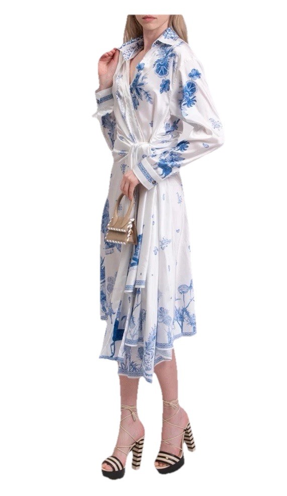 $1100 NWT CEDRIC CHARLIER Asymmetric Shirt Dress IT40 US4 UK8 S Made in Italy