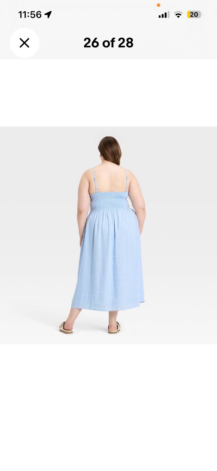 Universal Thread Blue Sweetheart Spaghetti Strap Smocked Embroidered Midi 2XL