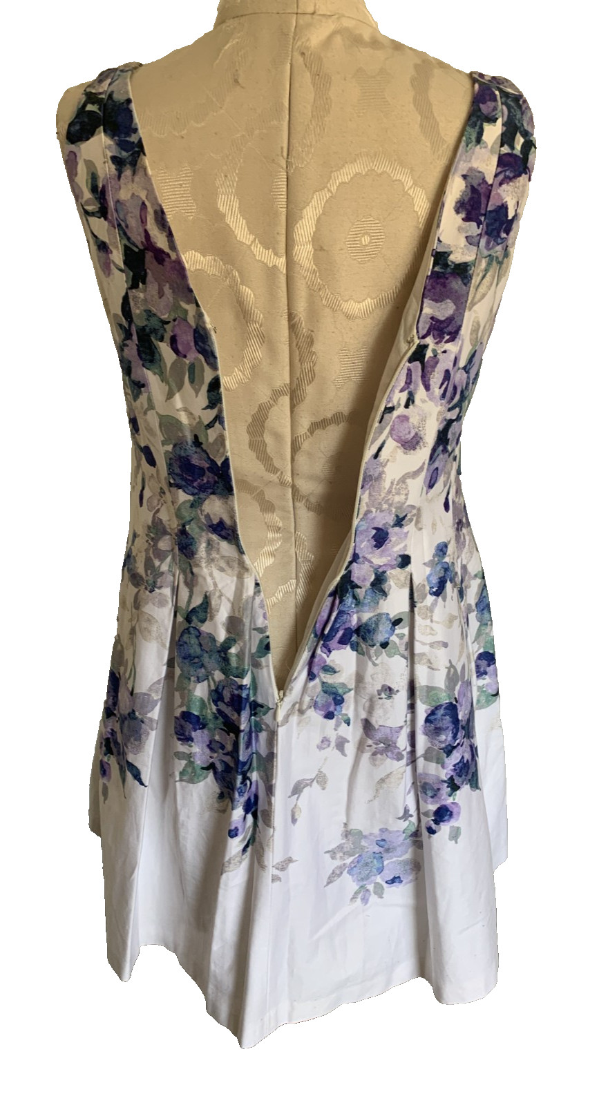 NWT RALPH LAUREN Dress White Purple Green Cotton Sleeveless V Neck Zipper 4P