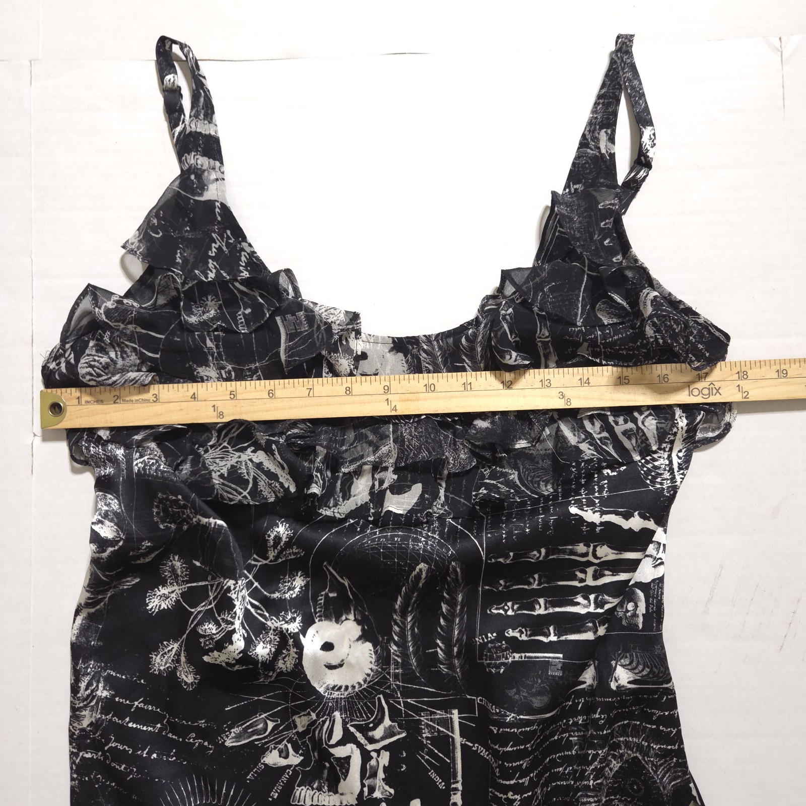 Affliction Black Mini Dress Size 10 Goth Tattoo Skulls Studded Pockets 100% Silk
