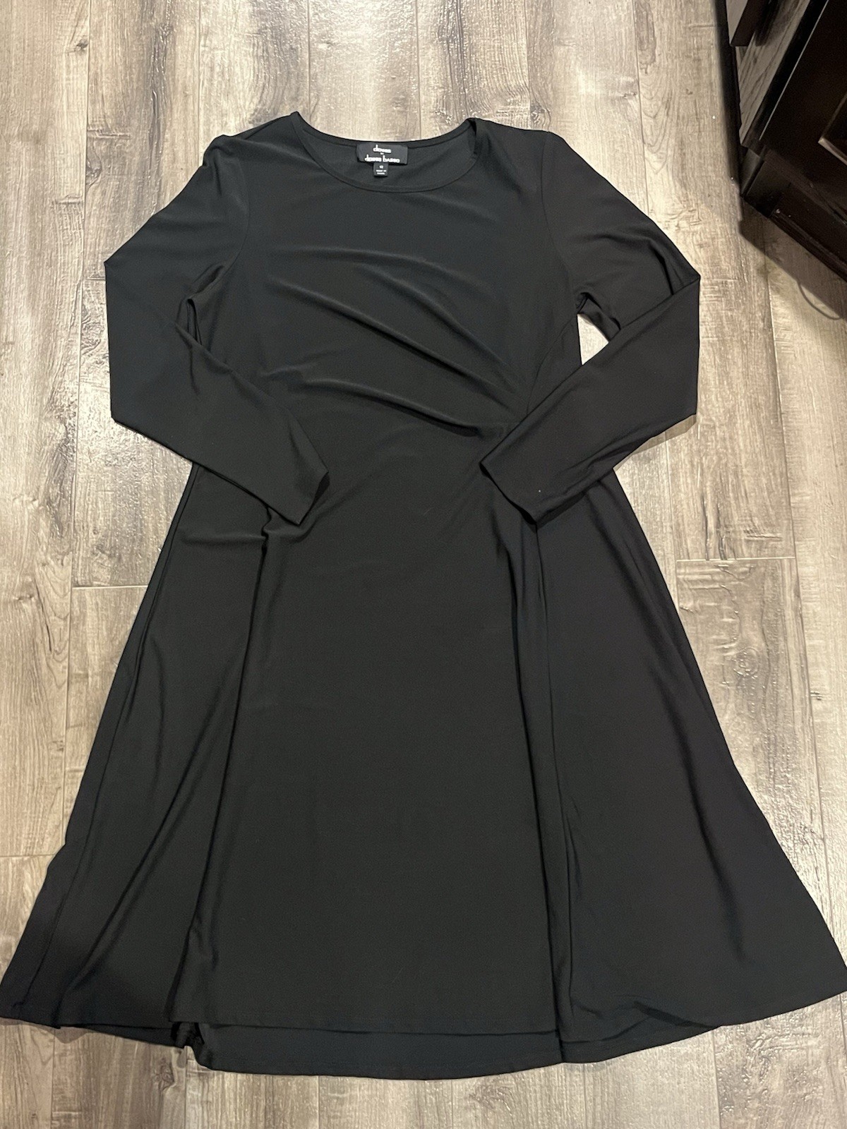 Dennis by Dennis Basso Women’s Black A-Line Dress Long Sleeve Round Neck 12