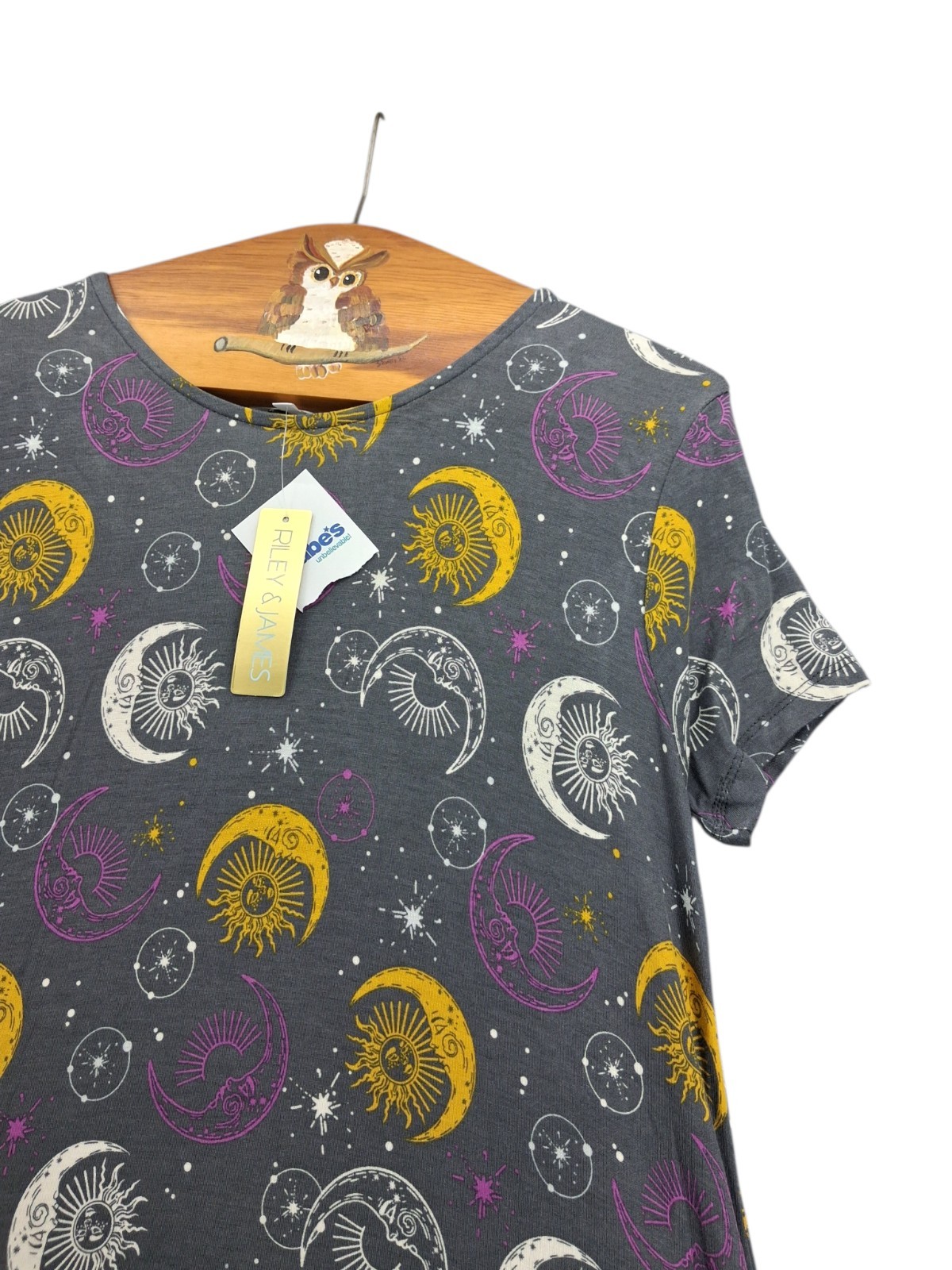 Riley & James Dress Medium Celestial Sun Moon Stars Boho A-Line Swing Stretch
