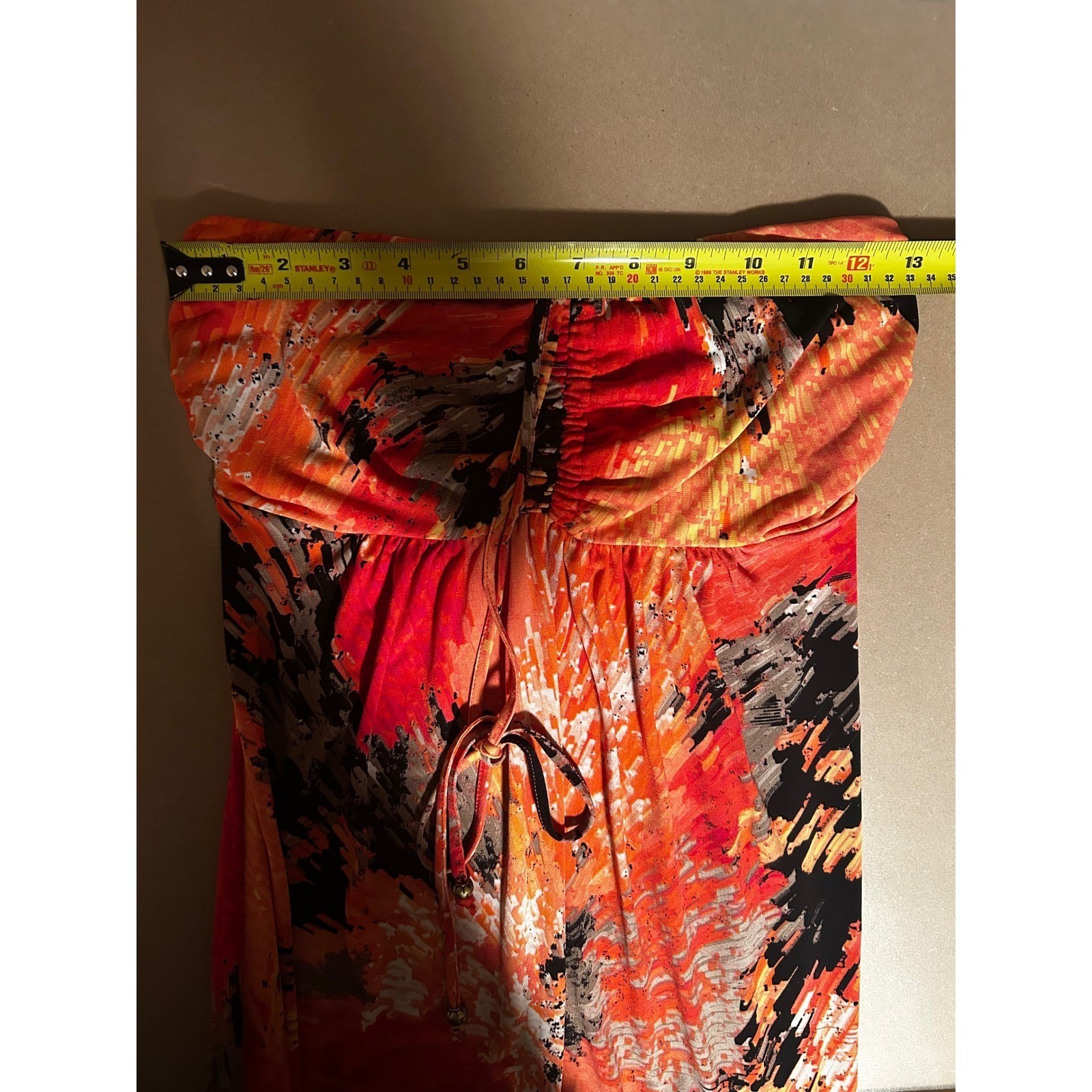 Vibrant Boho Orange Abstract Print Halter Maxi Dress Women’s Size Large