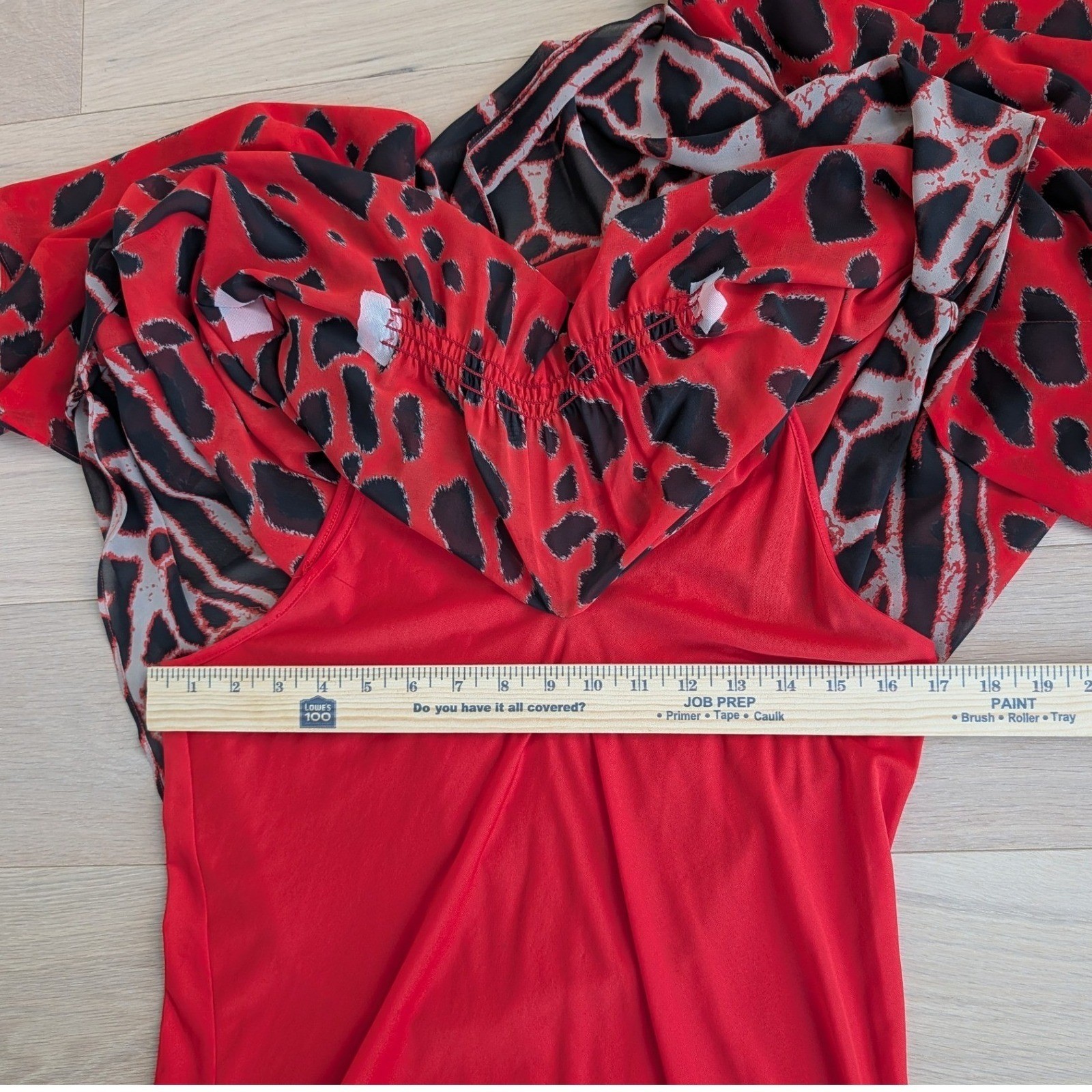INC International Concepts Red Animal Print Kimono Sleeve Faux Wrap Dress Size 4