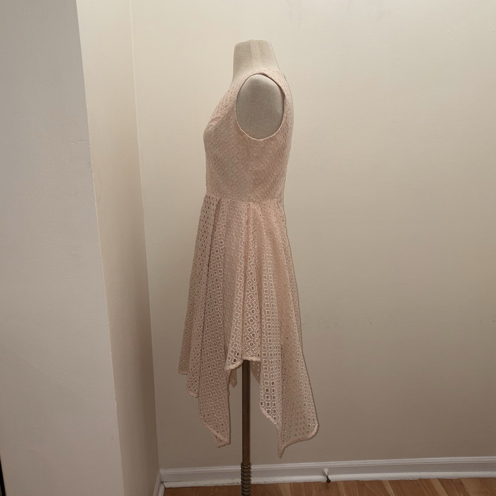 Keepsake The Label $275 Last Dance Eyelet In Soft Peach A Line Dress Size Large