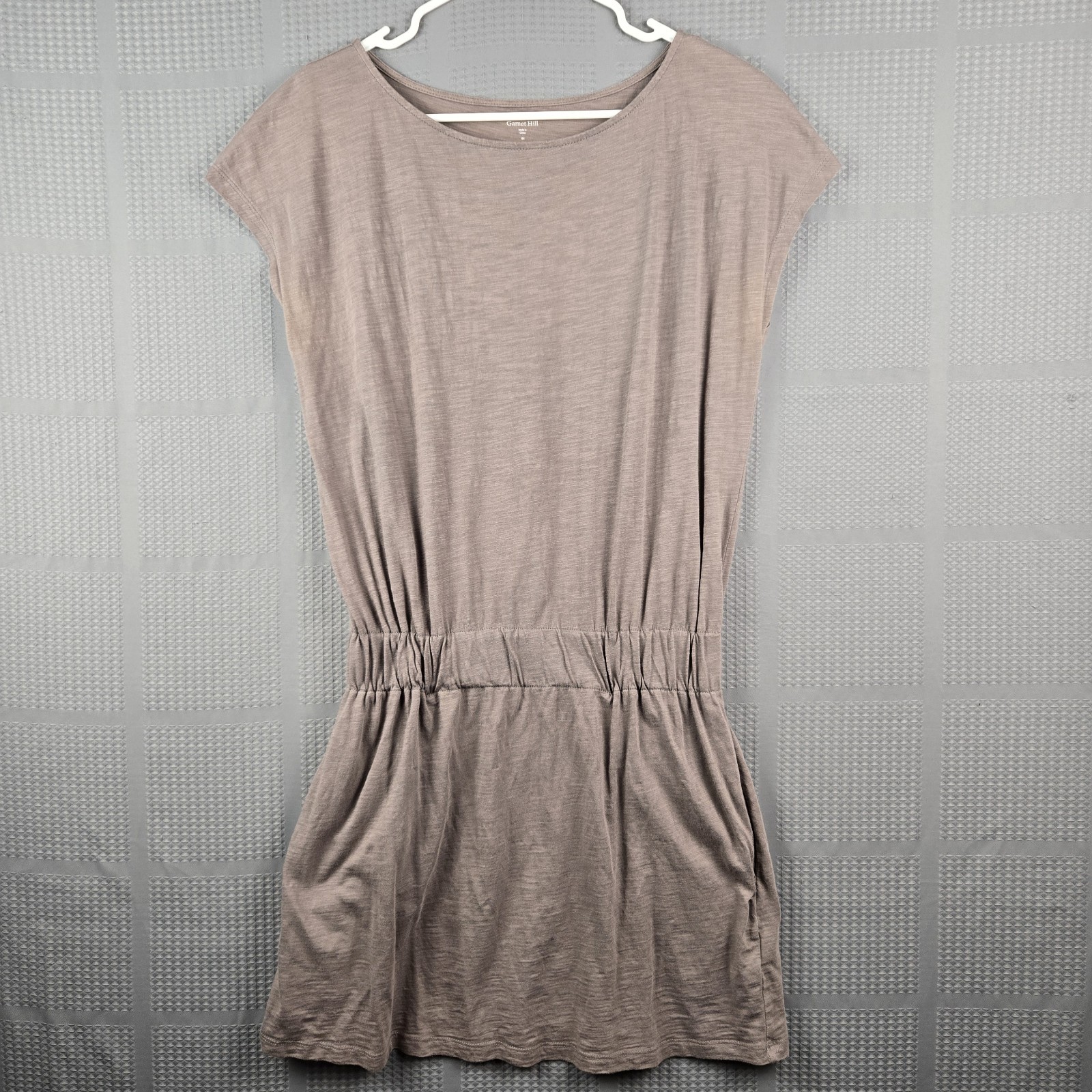 Garnet Hill Brown 100% Cotton Pullover Blouson Mini Dress W/ Pockets Size 4