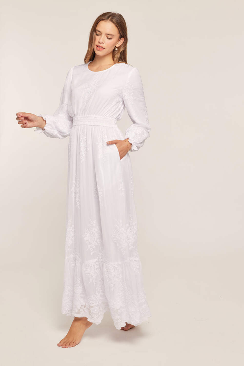 Sofia White Temple Dress / Simple Wedding Dress