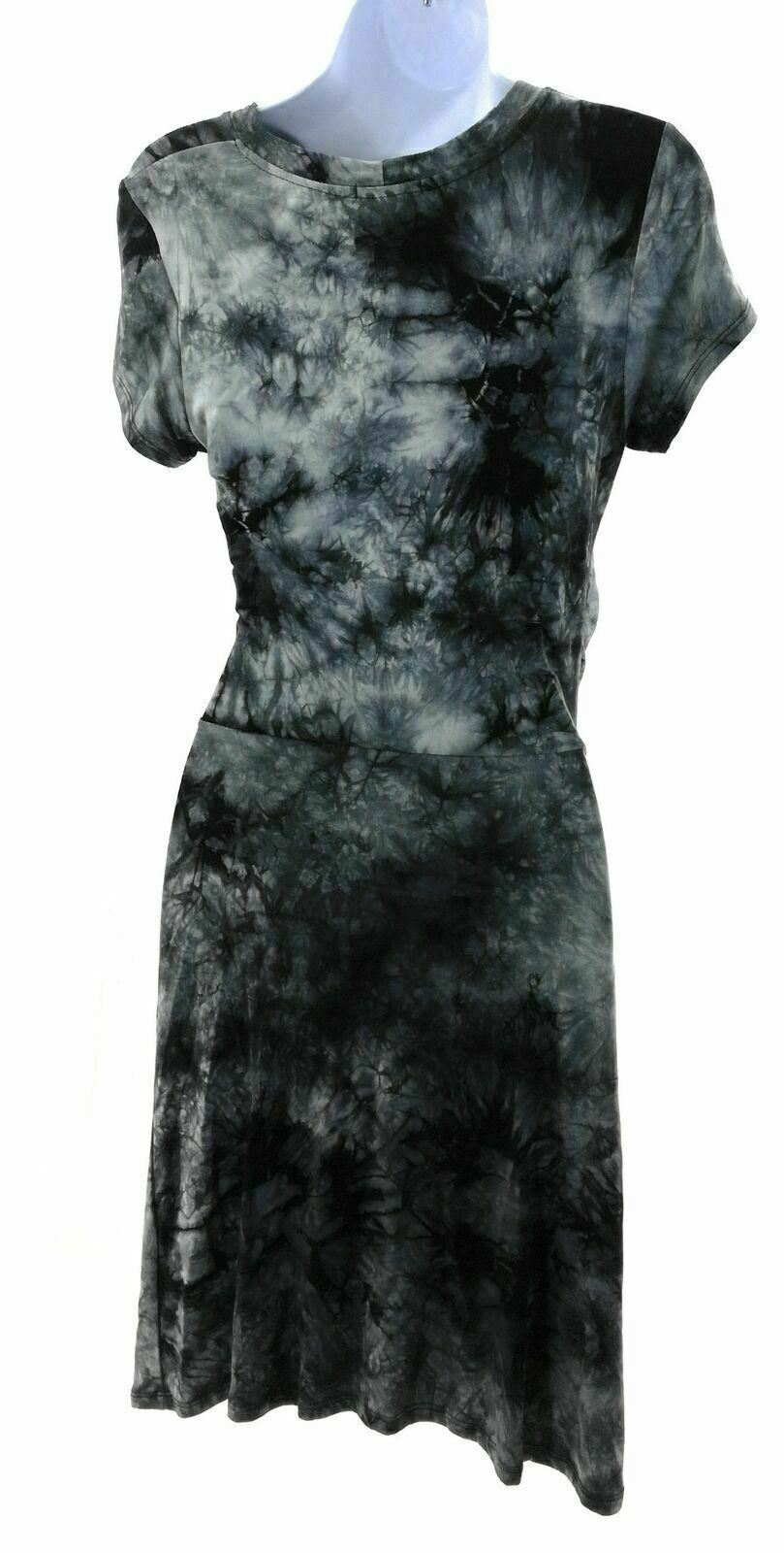 Heart Hips Juniors Black and Gray Tie Dye Short Sleeve Dress Size Small