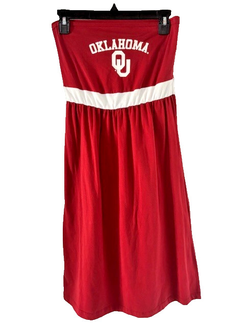 NWT Klutch Gameday Couture Womens L Oklahoma Sooners Strapless Smocked Dress