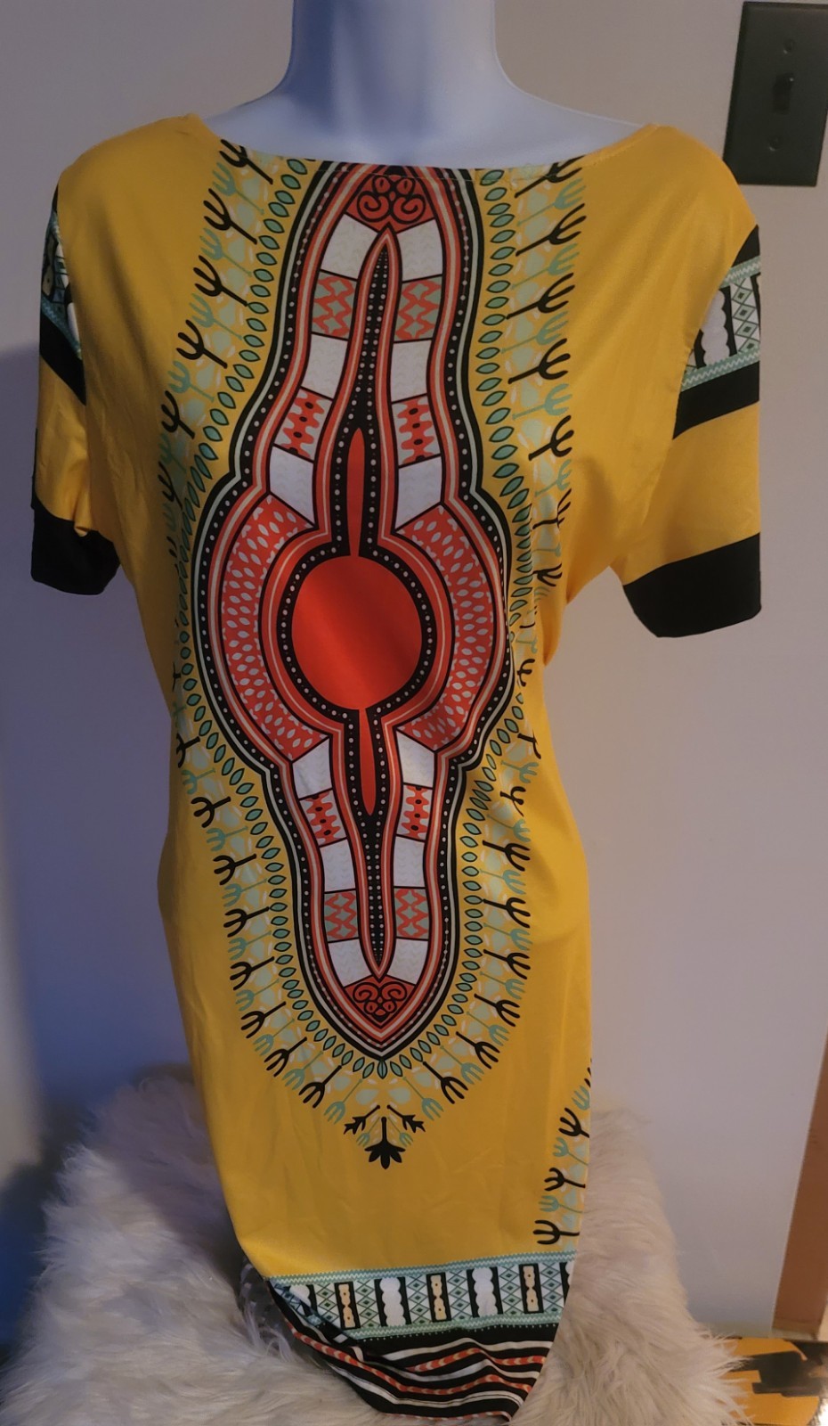Dashiki Print Rayon dress One Size Fits Most. Stretchy Spandex Material