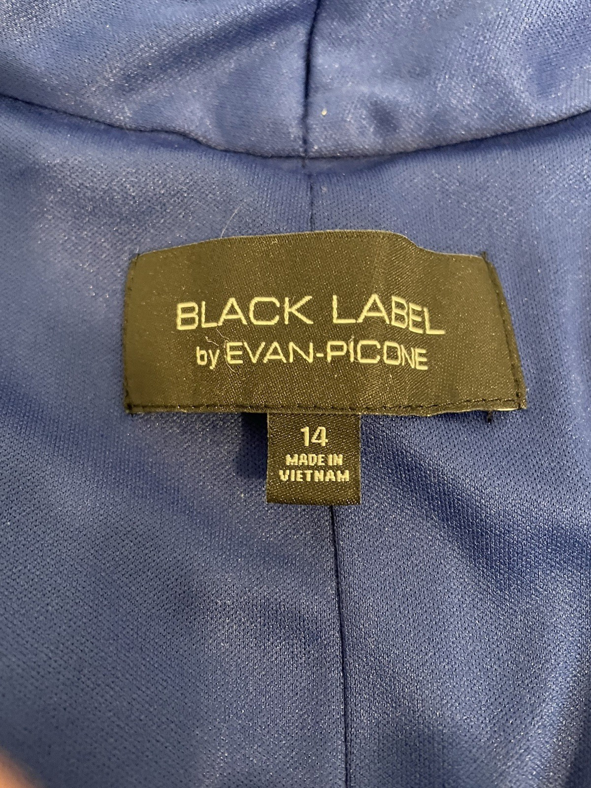Evan-Picone Black Label Size 14 Royal Blue Dress Cocktail Wedding Swishy Ruching