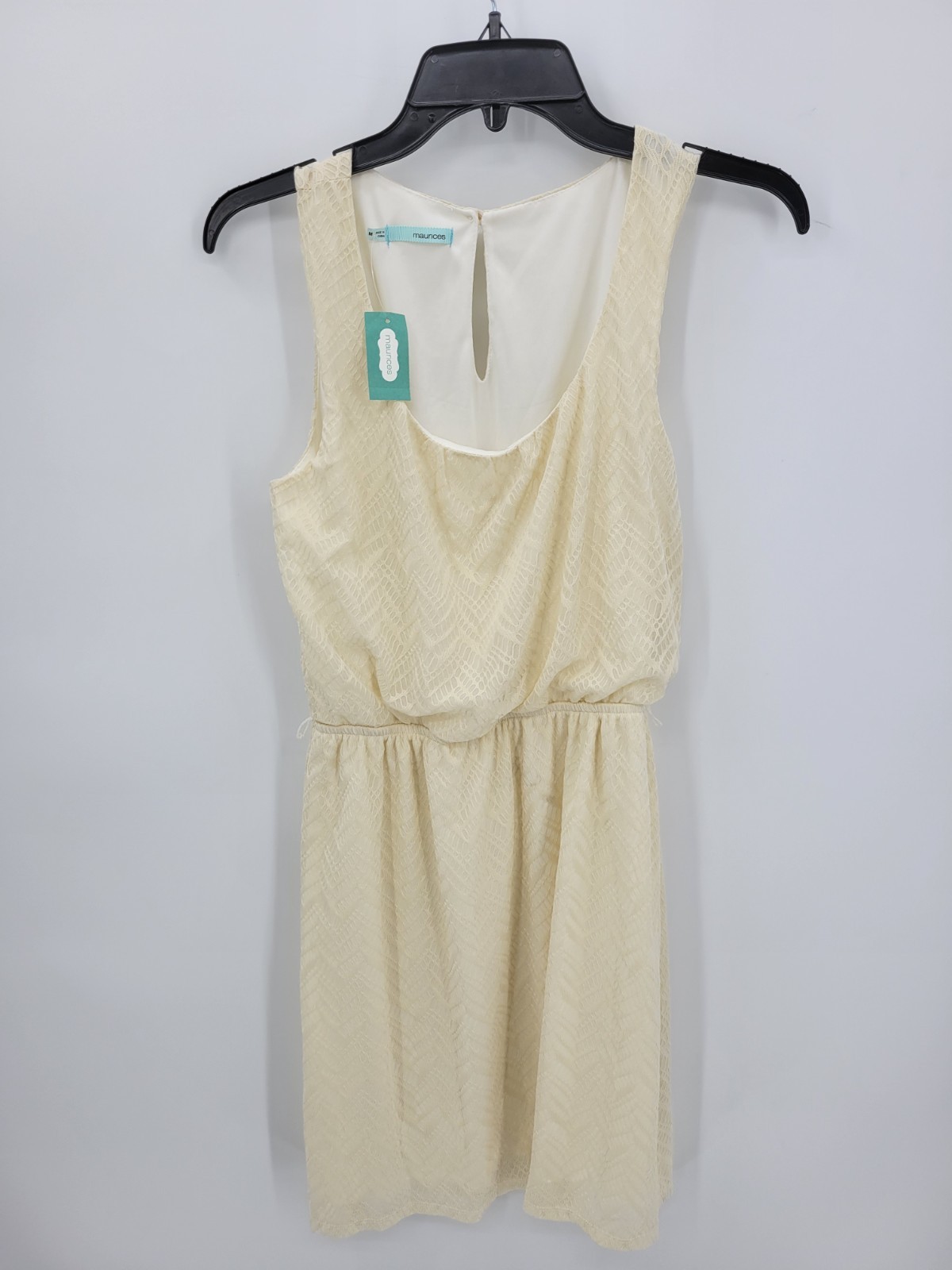 Maurices Dress Womens Medium Cream Stretch Lace Overlay Sleeveless Cottagecore
