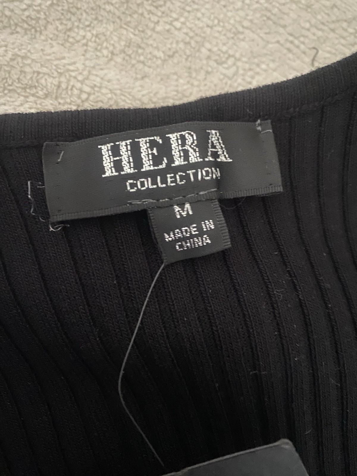 Hera Collection Black Mini Ribbed Dress Lace Up Sleeve Sz XS(M) Knit