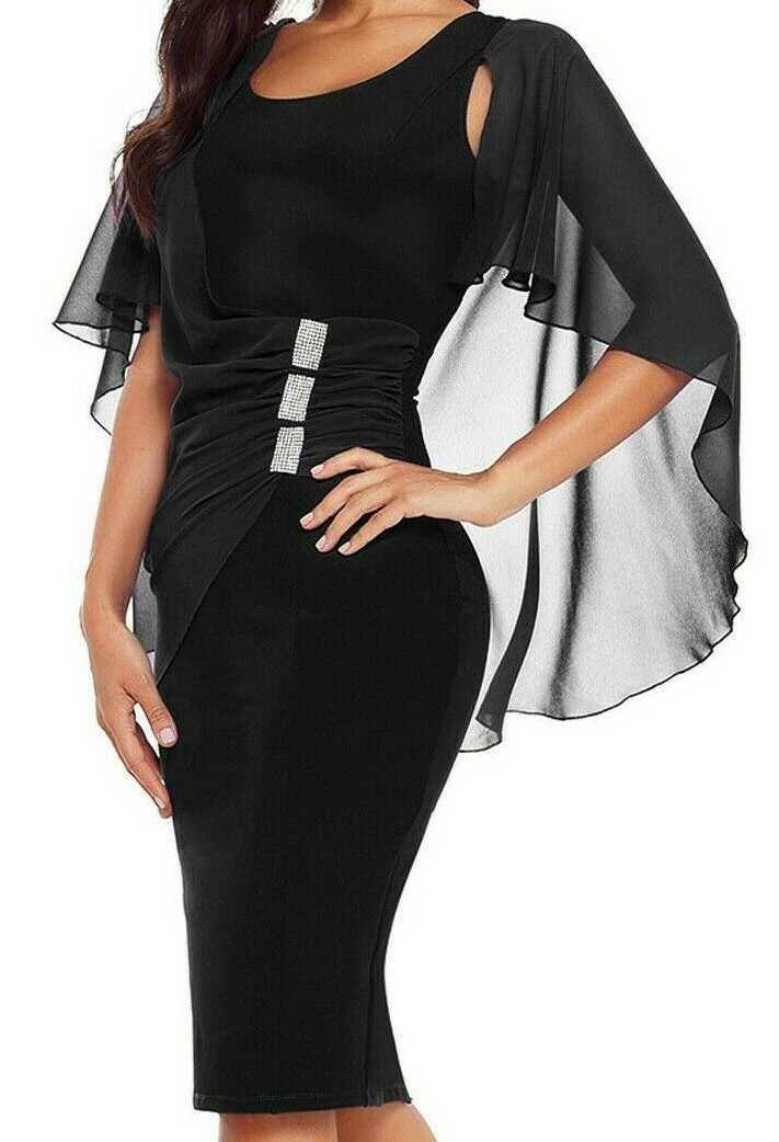 Plus Size BLACK Sexy Rhinestone Cocktail Wedding Prom Dress XL XXL XXXL 2XL 3XL