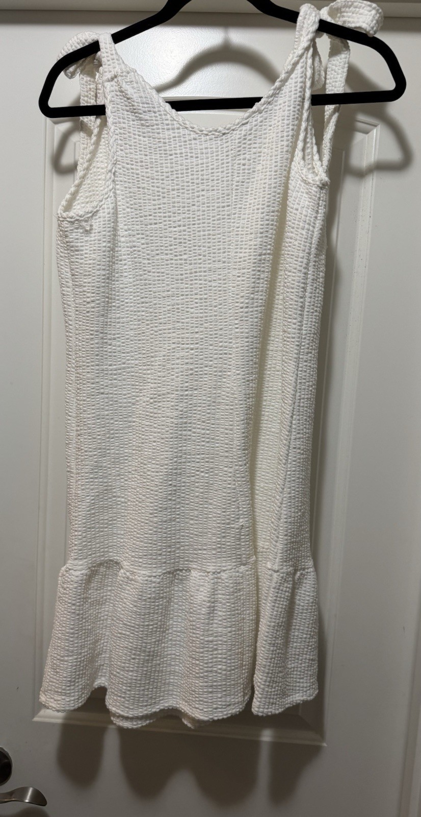 Green Envelope White V-Neck Tie Strap Sleeveless Sundress Bow Accent Size M