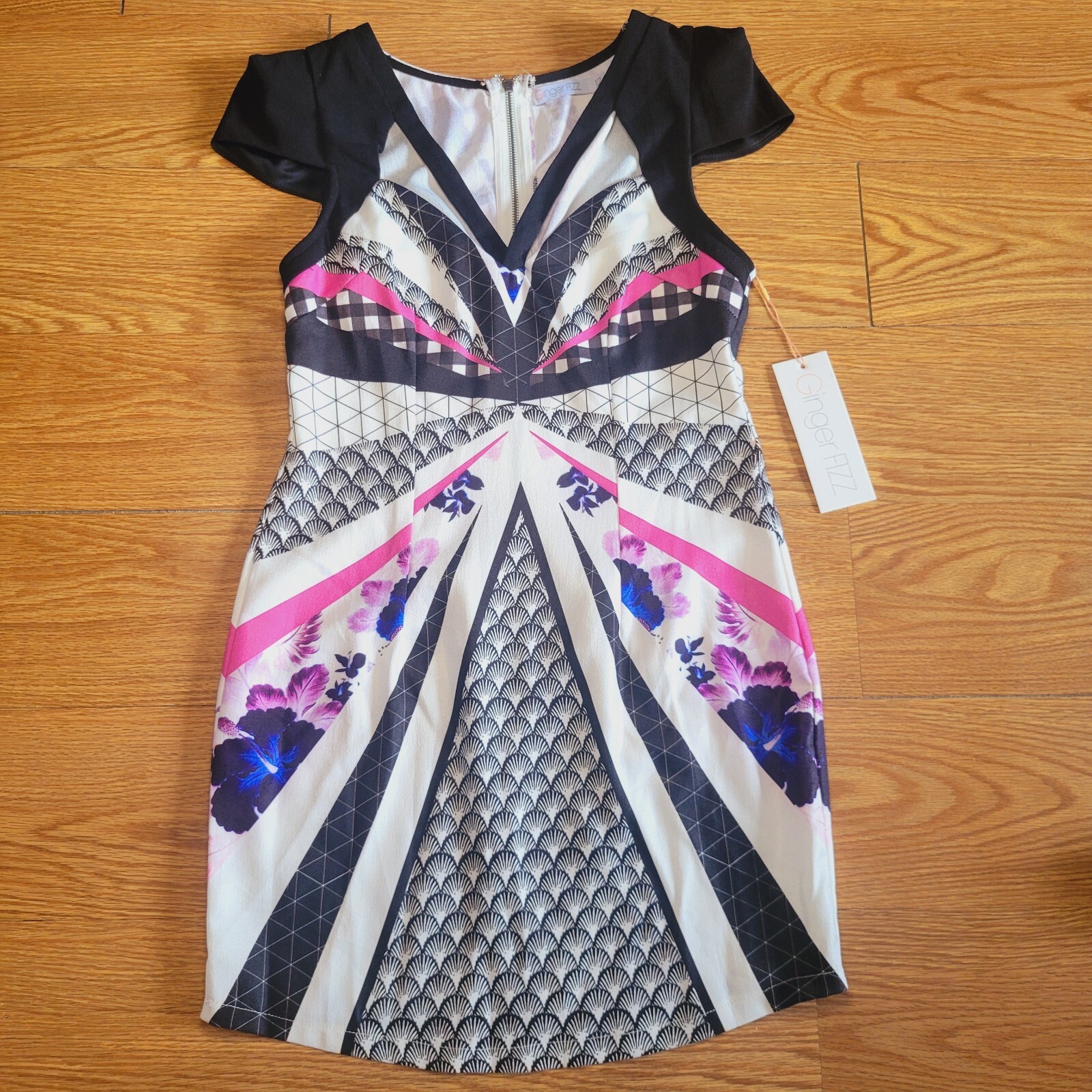 Ginger Fizz Women’s Art Deco Cocktail Dress With Strap Detail Size 12 Multicolor