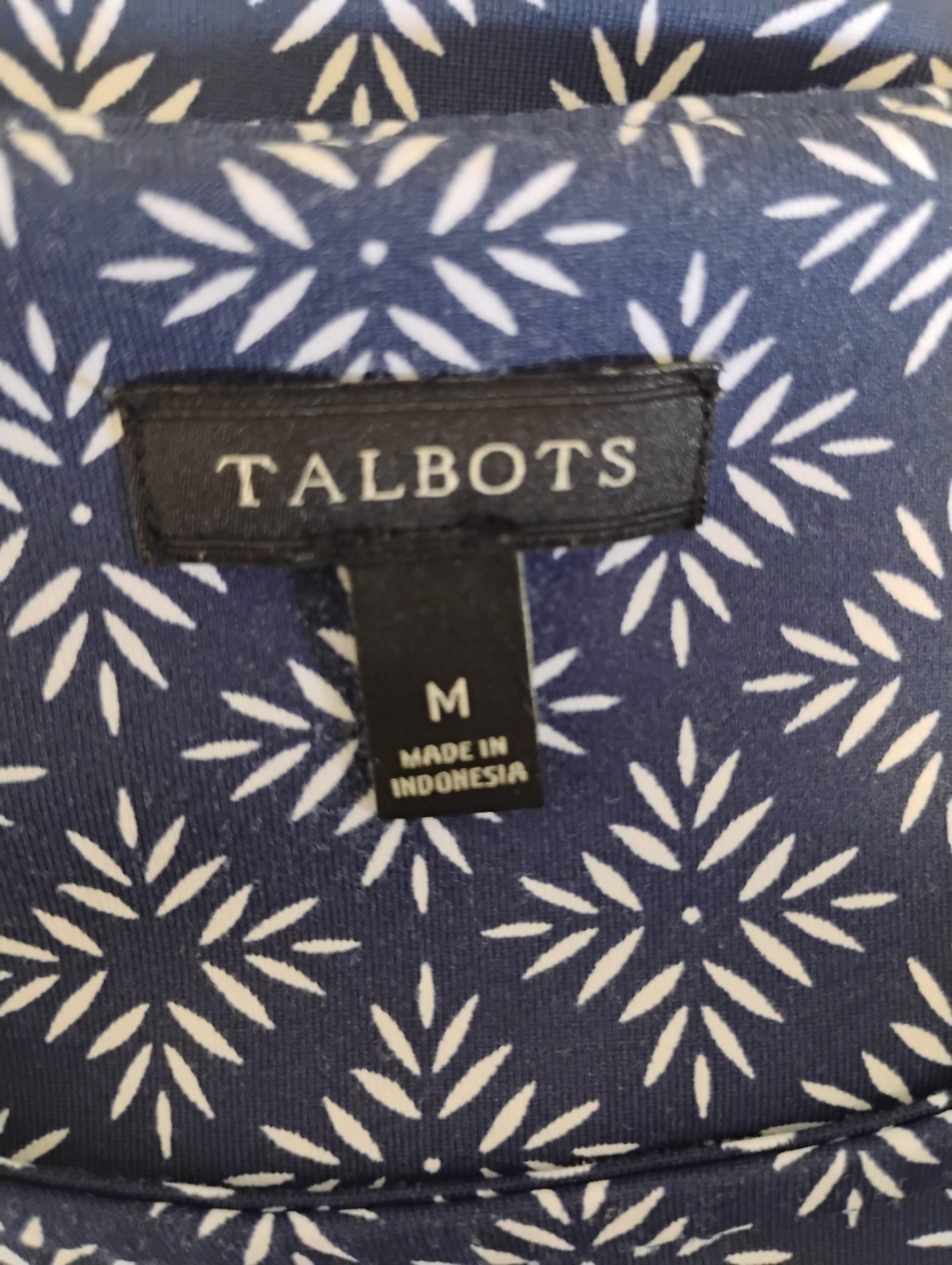 TALBOTS Short Sleeve Lightweight Stretch Jersey Pullover Dress M Blue White