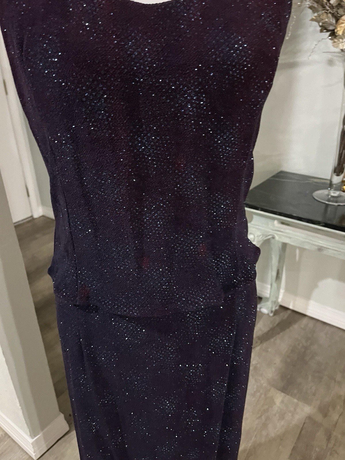 Scott McClintock Millennium 2000 Blue Halter Formal Column Dress Sparkle Sz 14