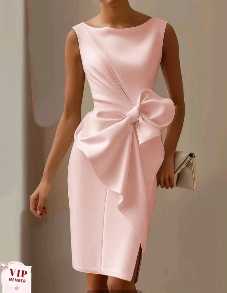 Fehaute Elegant Pink Sleeveless Dress