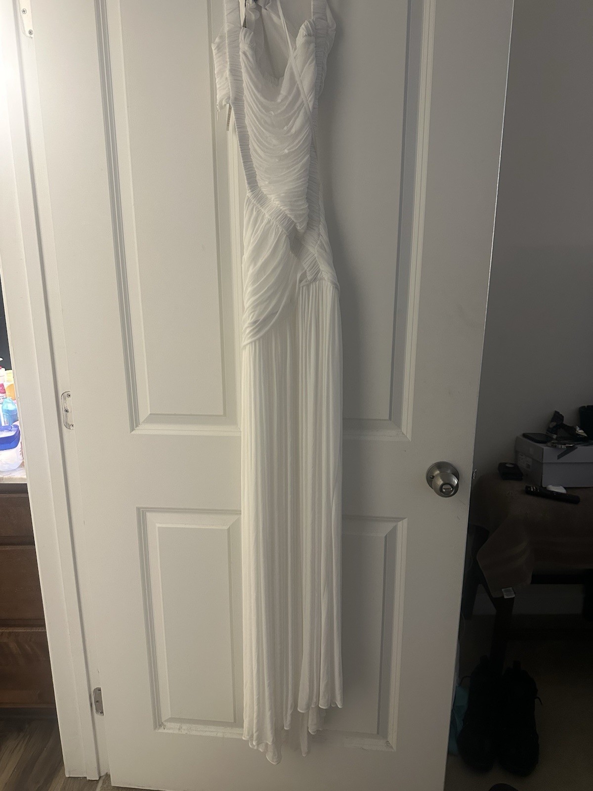 Christopher Esber Orion Maxi Dress White Cut-Out Ruched Sleeveless 8 AU