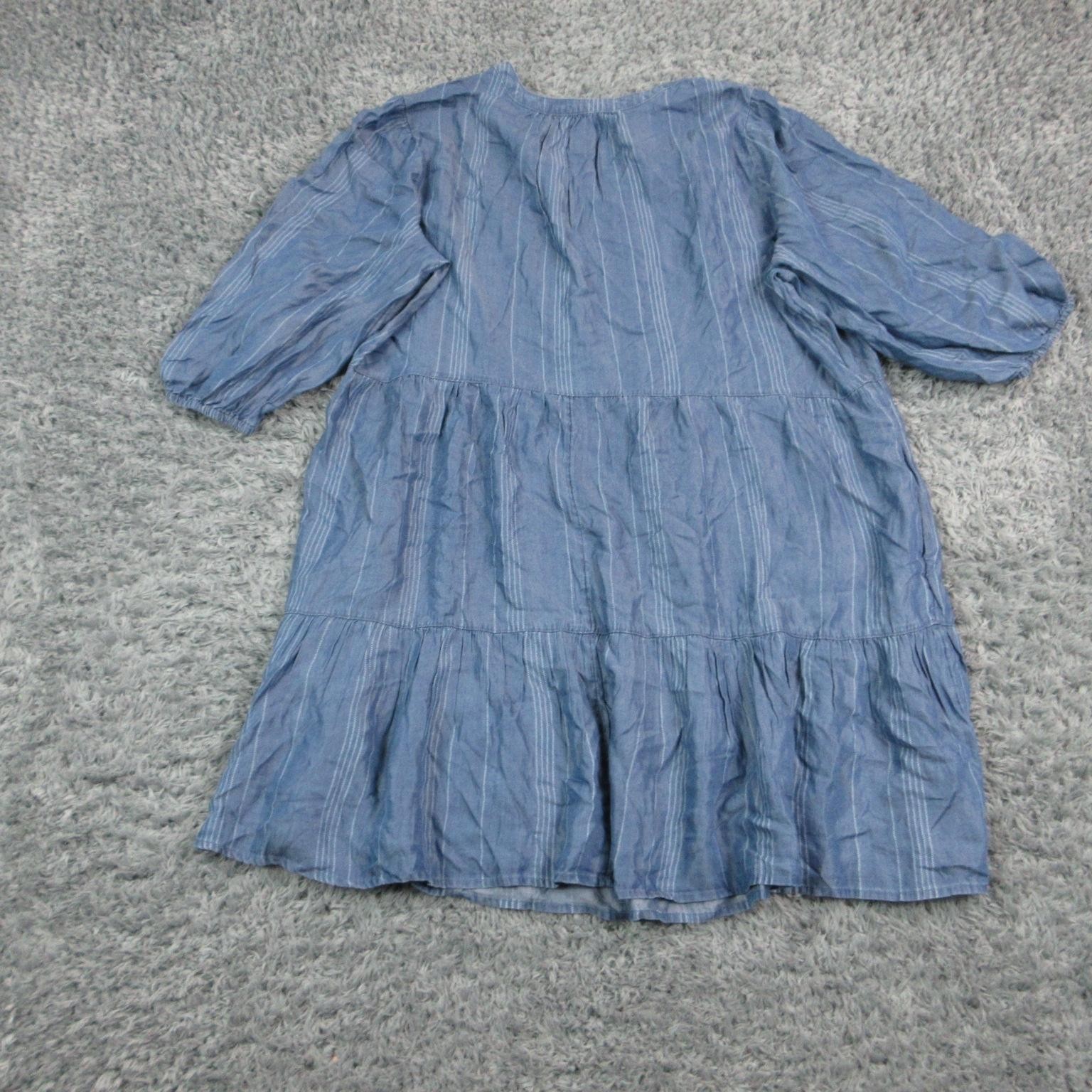 Market & Spruce Dress Womens 2X Blue Trapeze & Swing Midi 3/4 Puff Sleeve NWT