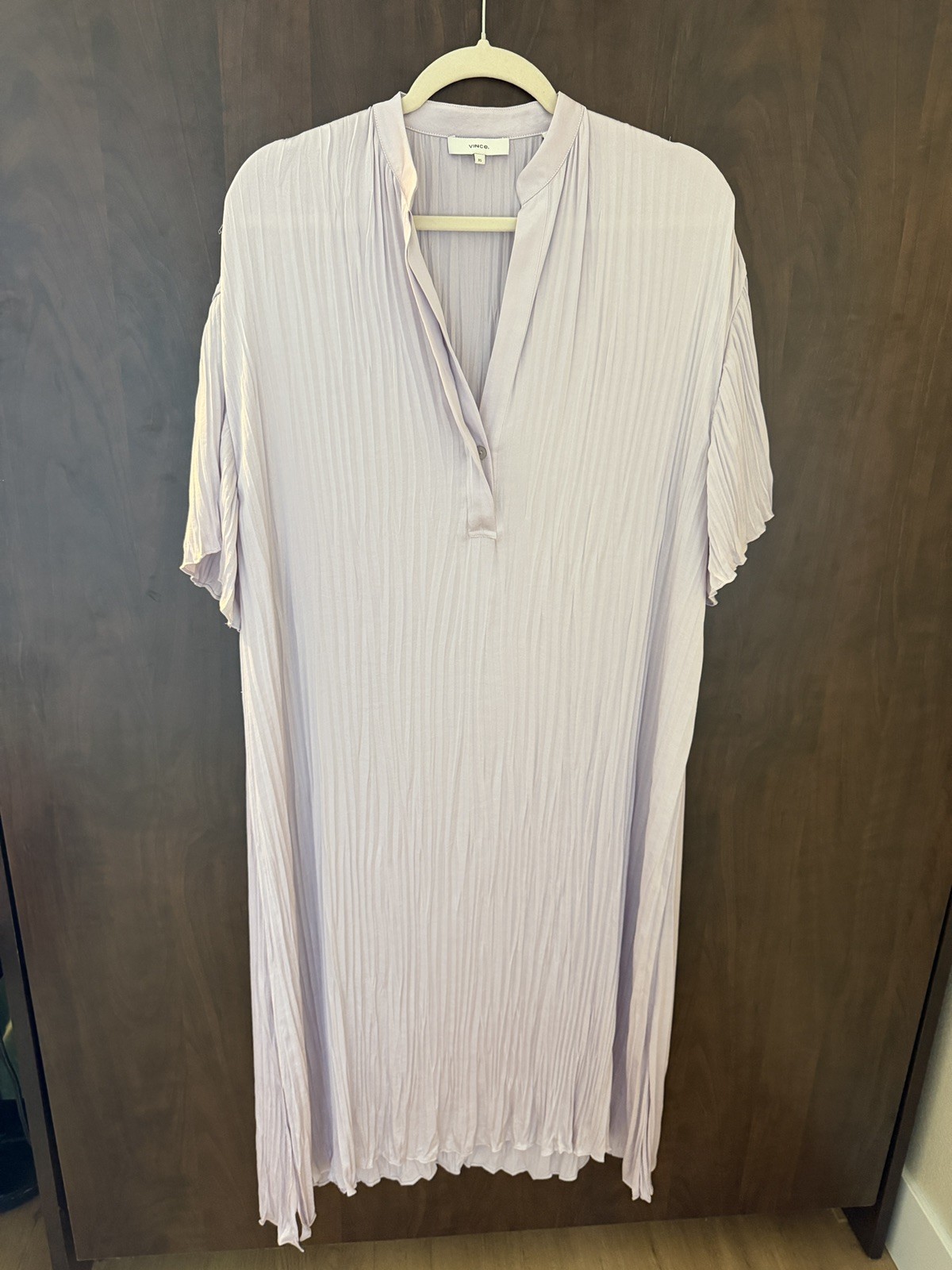 Vince Women’s Violet Lilac Flared Sleeve V-Neck Relaxed Fit Midi Dress