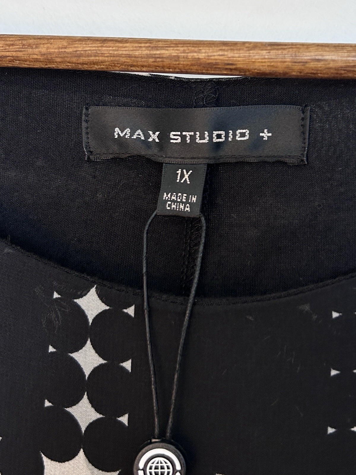 Max Studio 1X Black White Geometric Dress Sleeveless Shift Tunic Flowy $128