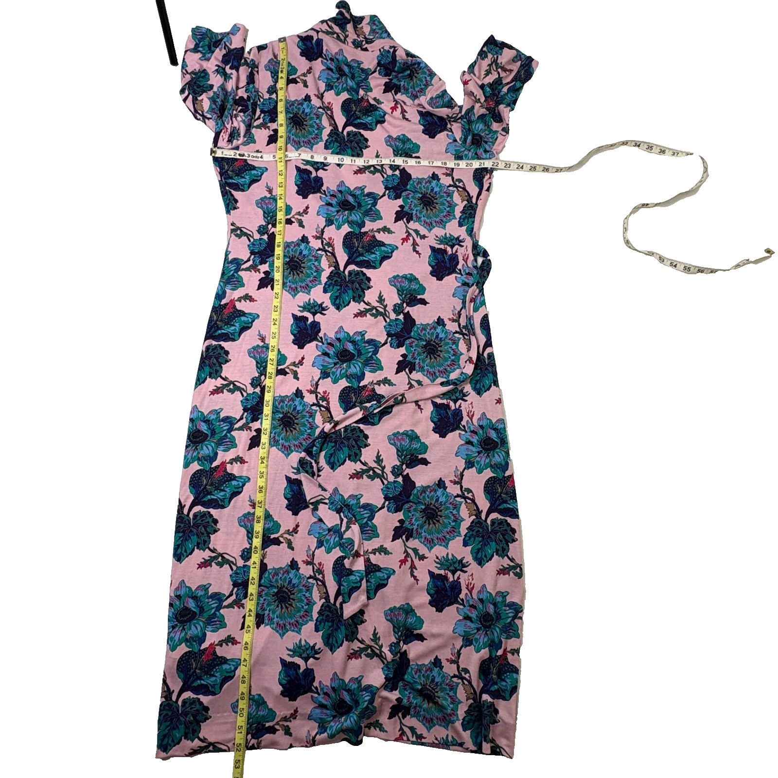Diane von Furstenberg Abigail Silk Jersey Midi Wrap Dress XL Floral Pink
