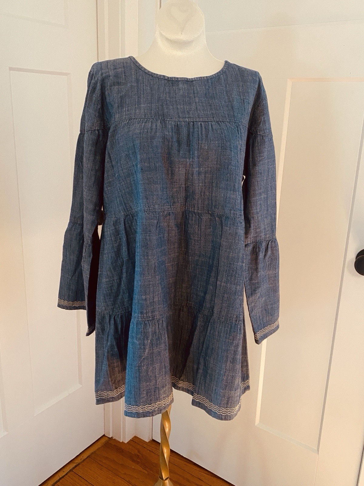 Tasha Polizzi Chambray Western Tiered Tunic Top Shirt Dress NWT Small