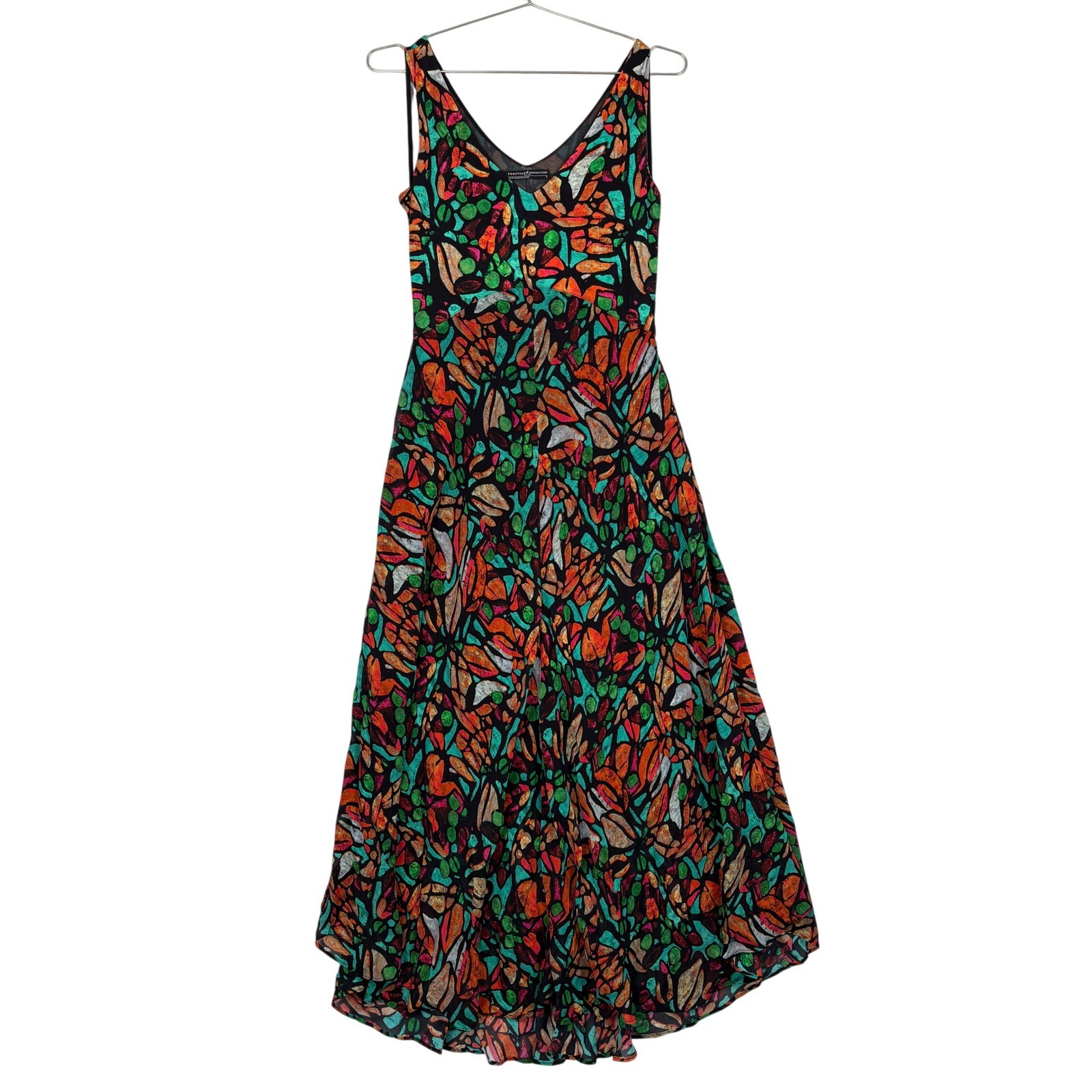 Peruvian Connection Women Maxi Dress S Multicolor Monarch Wings Abstract Colorfu
