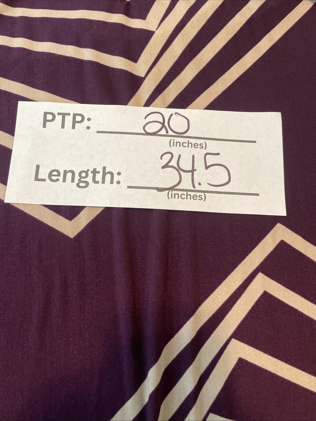 Haani Petite PXL Purple Geometric Shift Dress 3/4 Sleeve Stretch Tunic