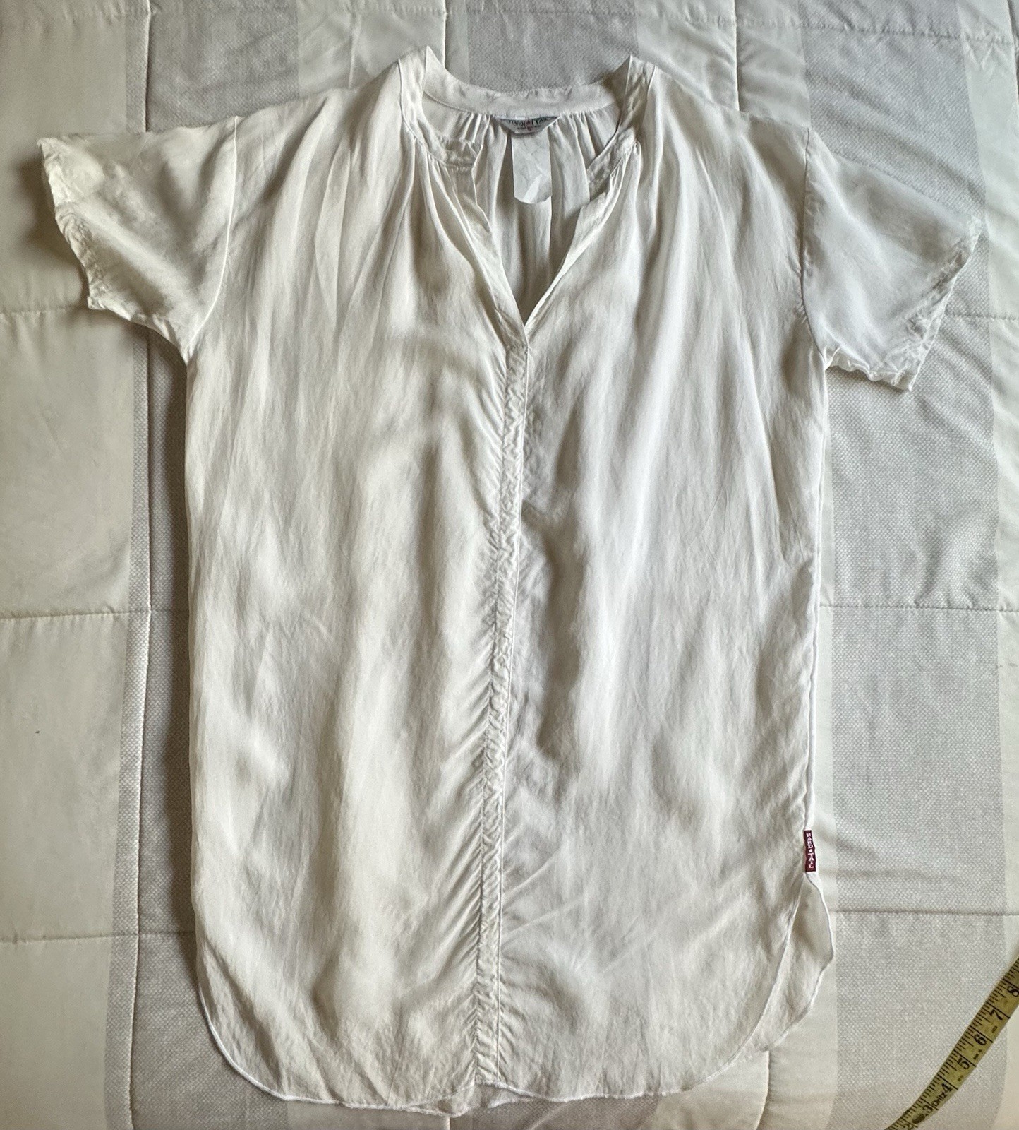 Hard Tail Short Sleeve Tunic Shirt Dress White Size Small