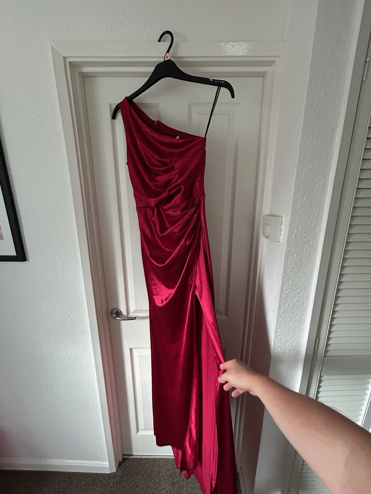Size Small Shein Adyce Incredible Red One Shoulder Ruched Ball Gown – Brand New