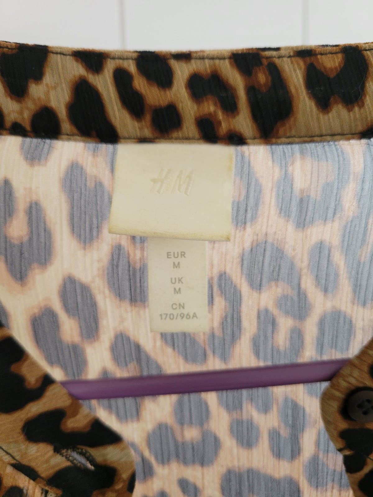 H&M Leopard Print Tiered Mini Dress – Boho Long Sleeve V-Neck, Size Medium