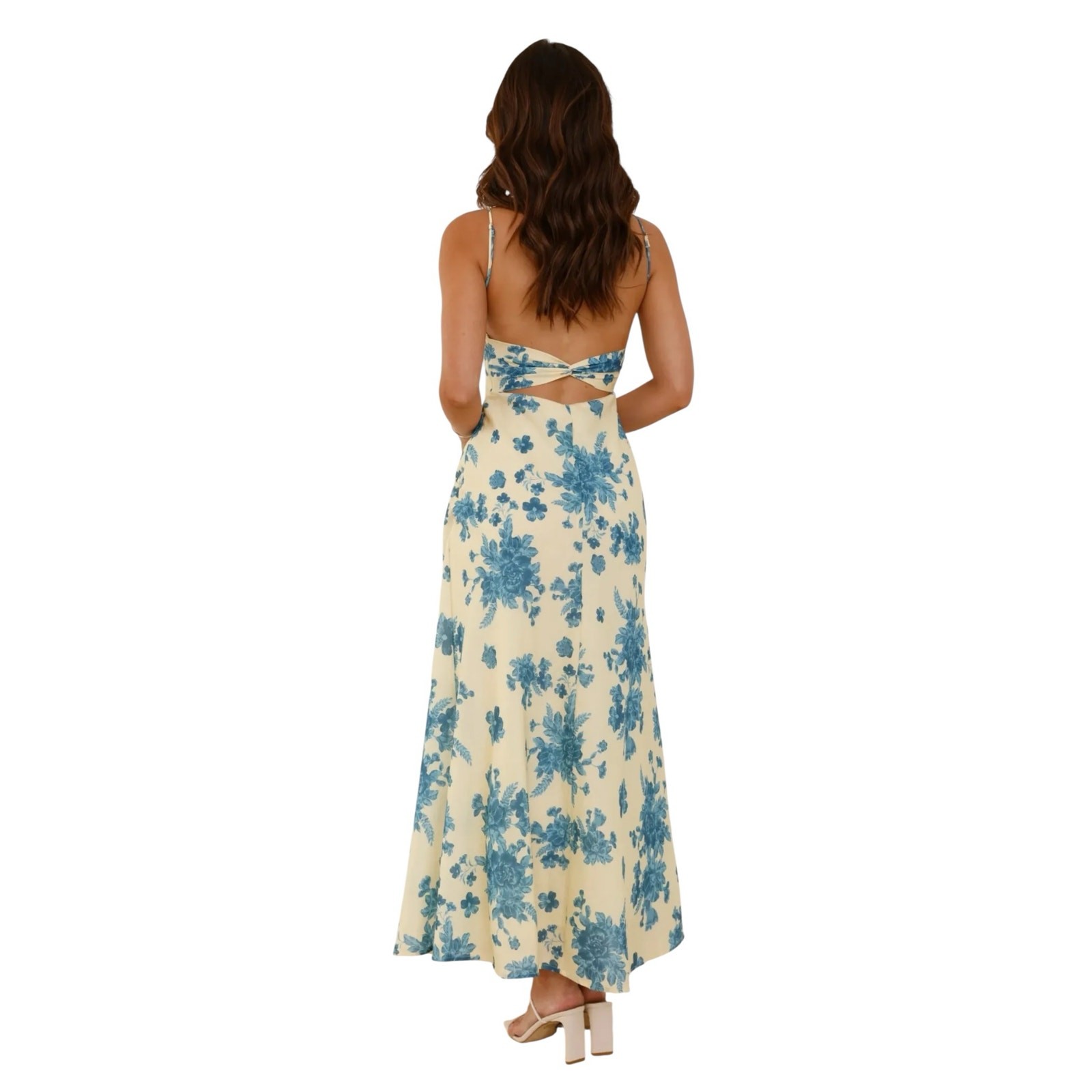 Billy J Margie Midi Dress Yellow Blue Floral Size 14 Romantic Wedding Guest