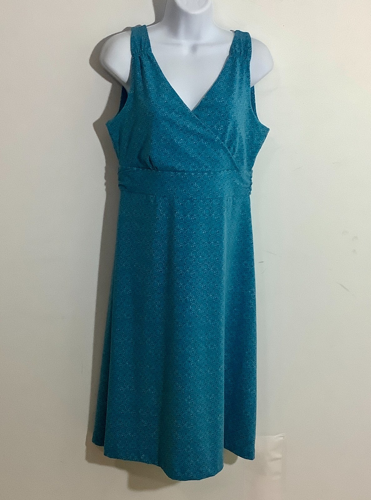 Eddie Bauer Sleeveless Dress Medium Turquoise Cross Over V Neck