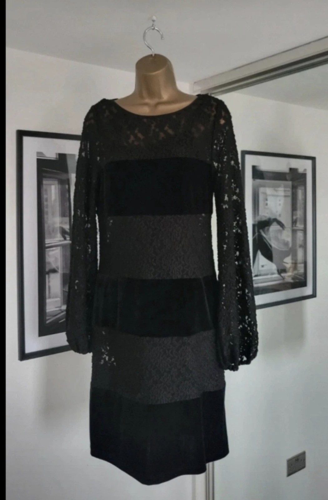 Jessica Howard Black Velvet Wedding Guest Elegant Evening Party Dress Size 8