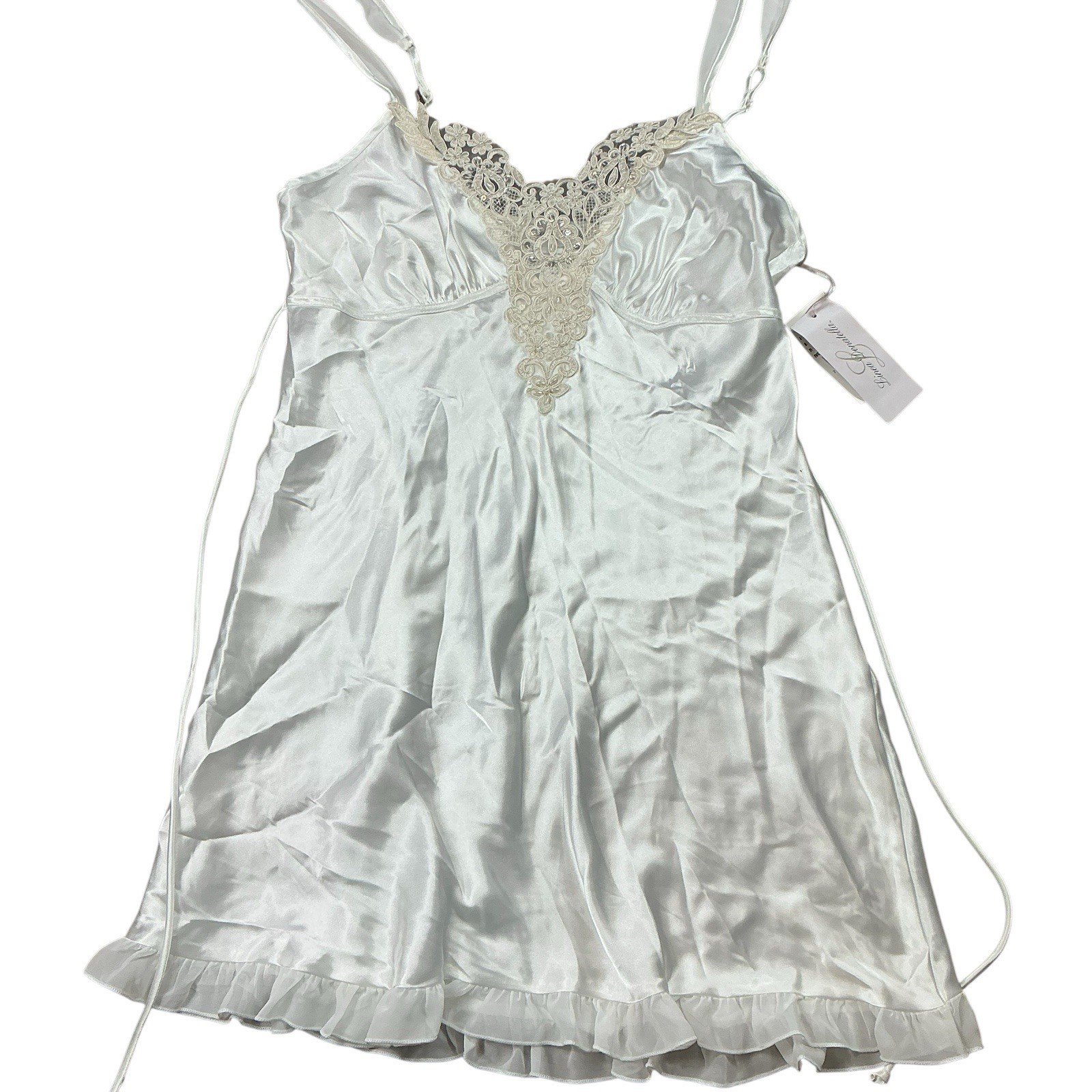 Y2K Linea Donatella beaded white slip dress 100% polyester size medium