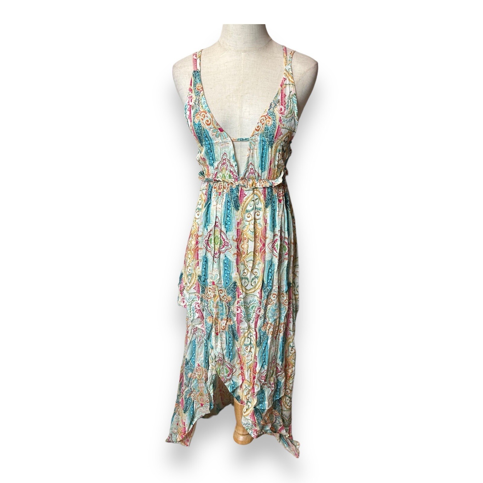 Raga Anthropologie Womens Sz Small Maxi Dress Tie Back #AP-143