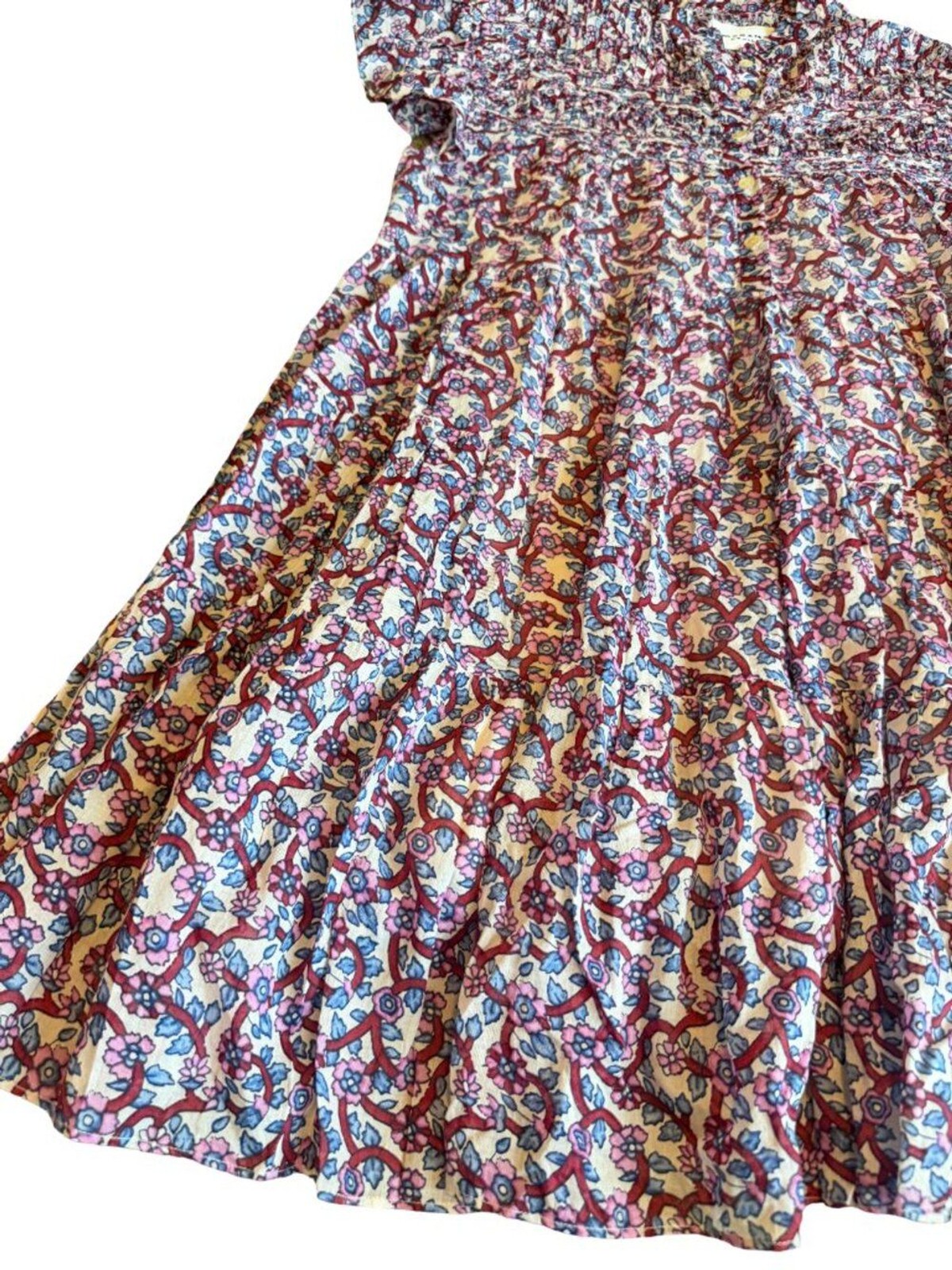 Isabel Marant Étoile Lanikaye Knee Length Dress Short Sleeve Floral Size 38 Med
