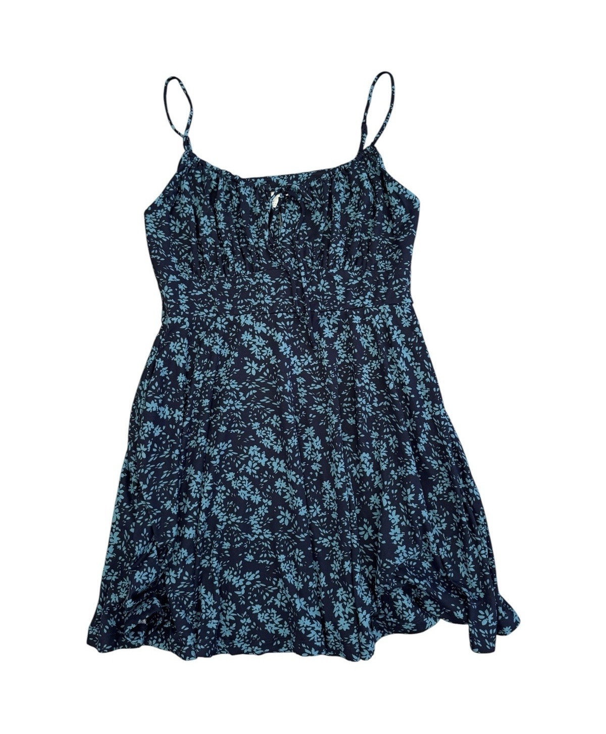 Nine Britton Women’s Floral Mini Dress Medium Adjustable Strap Tie Front Pockets
