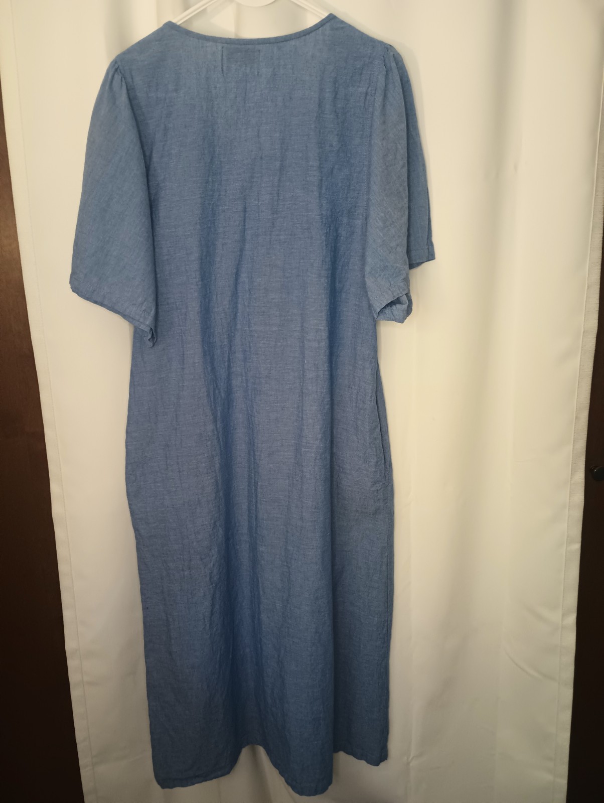 Metropolitan Womens Butterfly Chambray Denim Maxi Dress XL Embroidered Cottage