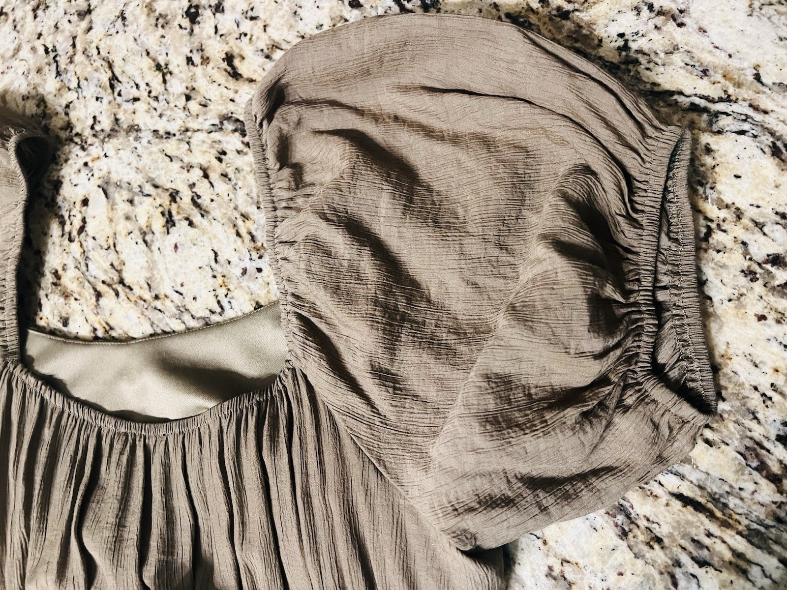 Max + Ash XL Olive Ruched Lined Midi/Maxi Dress Scoop Neck Puff Sleeve New NWT