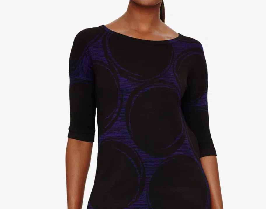 Phase Eight Black & Cobalt Blue Sammy Spot Knitted Dress Size 12