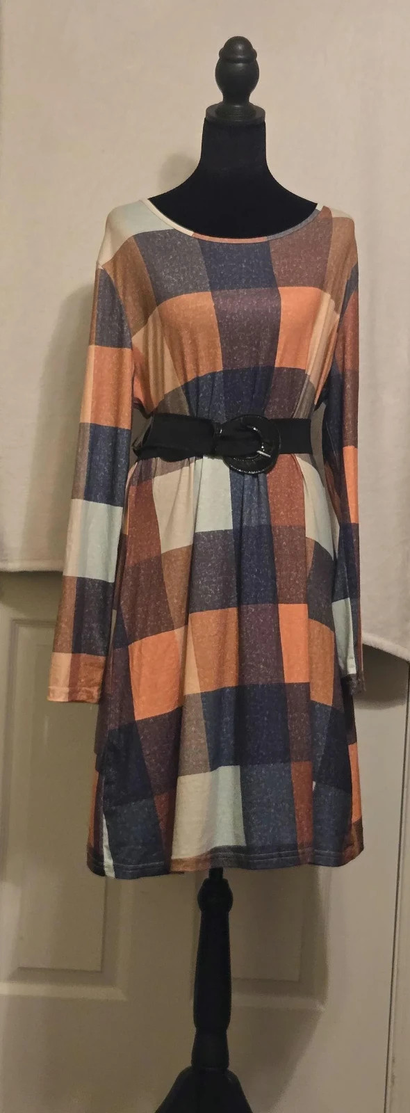 Multi-color Fall Winter Long Sleeve Sweater Dress